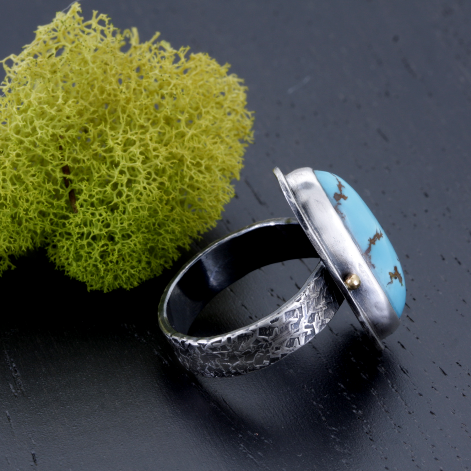 Turquoise Ring in Sterling Silver with 18k Gold