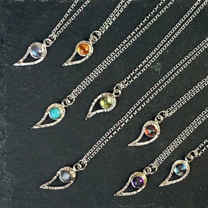 Silver Paisley Gemstone Necklaces