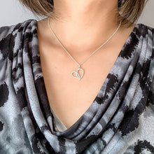 Textured Silver Heart Pendant Necklace