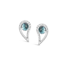 Paisley Gemstone Stud Earrings in Blue Topaz