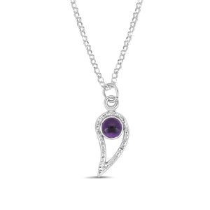 Silver Paisley and Amethyst pendant necklace