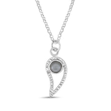 Silver Paisley and Black Moonstone pendant necklace