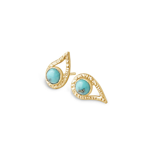 14k gold paisley with turquoise studs