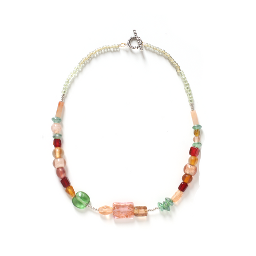Catalinas Are Pink - Glass Beads and Sterling Silver Necklace - Ann Friedman Collection