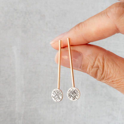 14k gold filled and round silver earrings