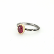 14k yellow gold mixed silver ruby ring