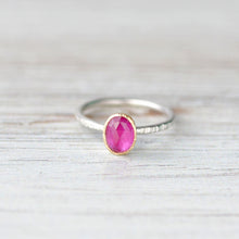 Pink Sapphire Mixed Metal Ring