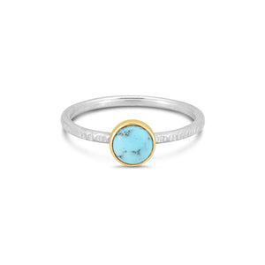 Silver and 14k gold turquoise ring