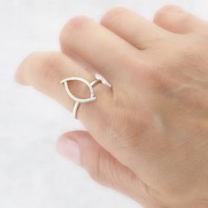 Sterling Silver Geometric Stackable Ring - MARQUIS - Ring Jacket