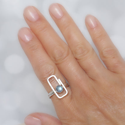 Silver Geometric Stacking Ring