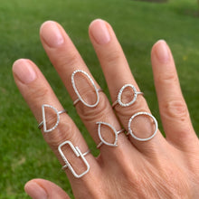Geometric Silver Ring Jackets for Plumeria Gemstone Stacking Rings