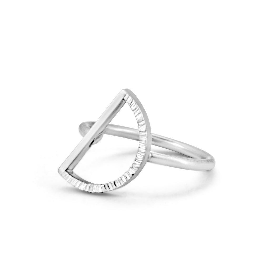 Sterling Silver Geometric Stackable Ring - CRESCENT MOON - Ring Jacket