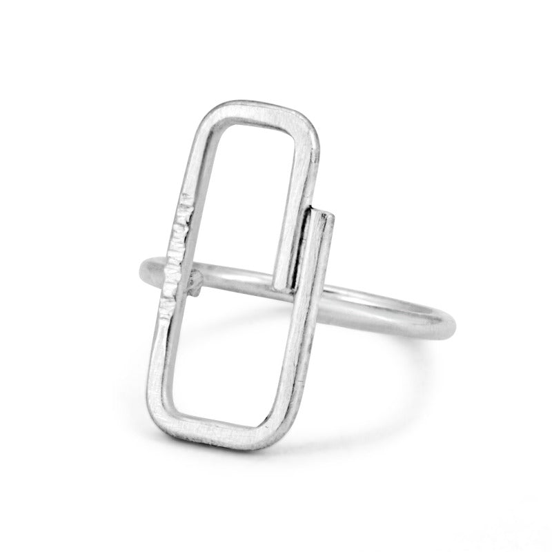Rectangular Silver Ring Stackable