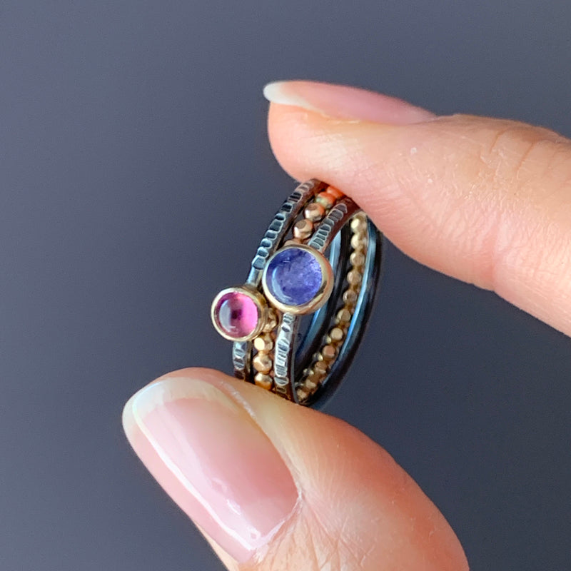 mixed metal gemstone rings