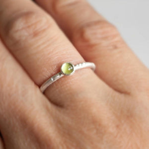Textured Silver and Peridot Ring Stackable