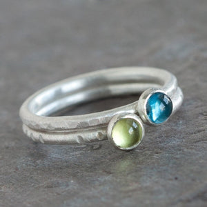 Blue Topaz and peridot stacking rings