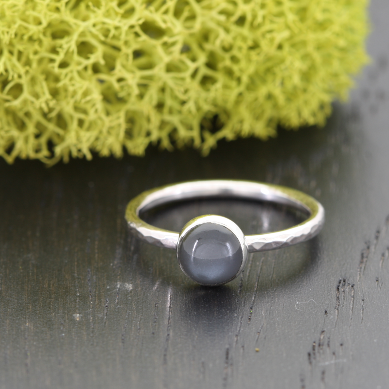 Silver Black Moonstone Sterling Silver Ring