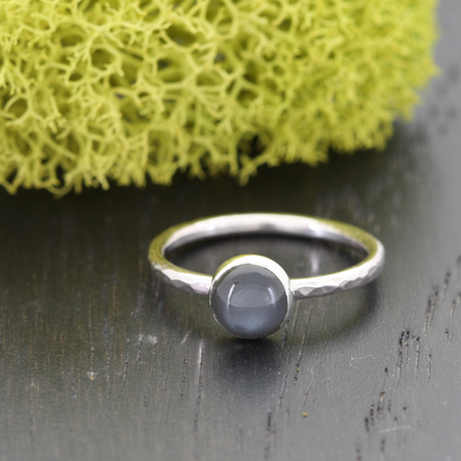 Silver Black Moonstone Sterling Silver Ring