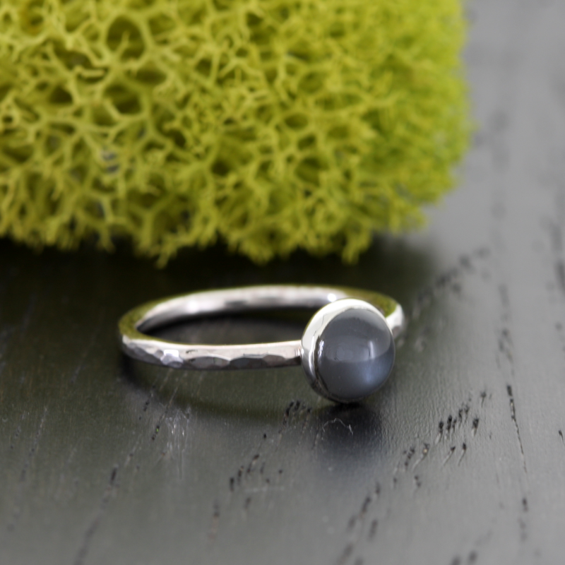 Silver Black Moonstone Sterling Silver Ring