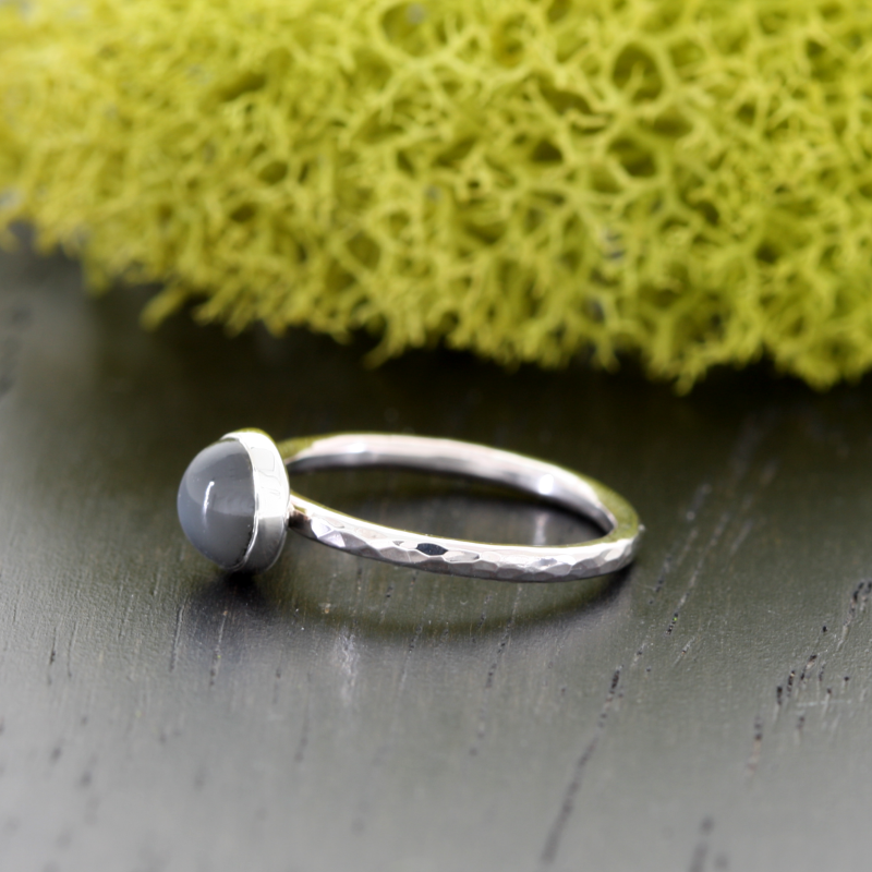 Silver Black Moonstone Sterling Silver Ring