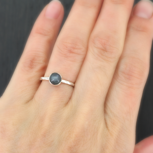 Silver Black Moonstone Sterling Silver Ring