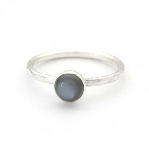 Hammered Silver and Black Moonstone Stacking Ring