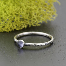 Hammered Silver Iolite Stacking Ring