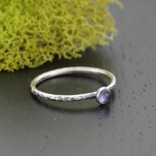 Iolite and Hammered Silver Ring 