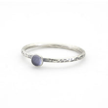Iolite and Hammered Silver Ring 