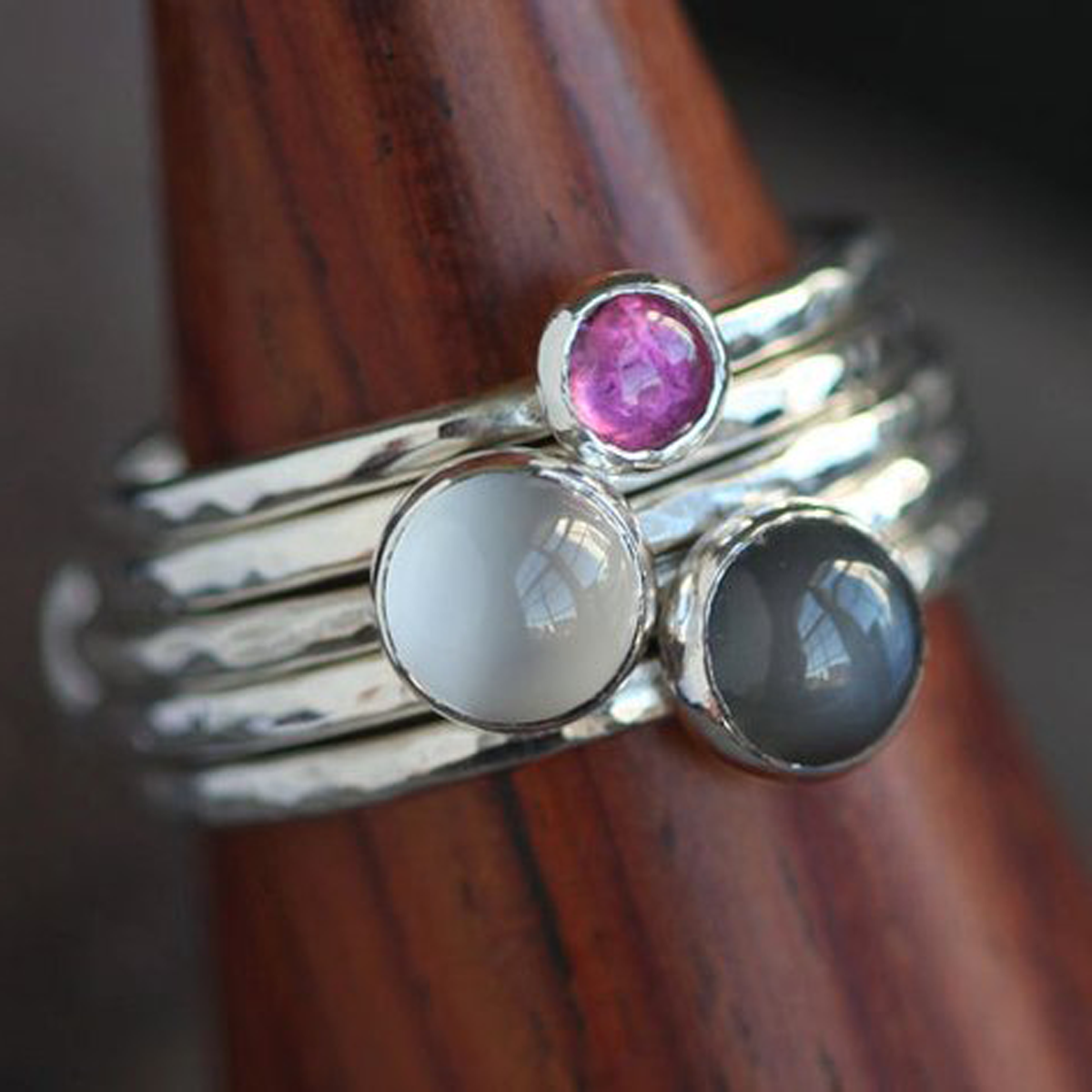 Silver Black Moonstone Sterling Silver Ring