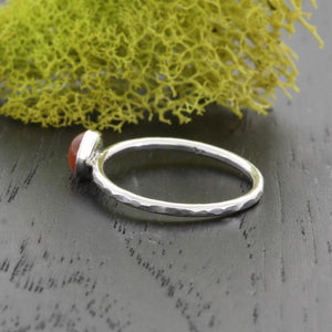 Sunstone Stack Ring Hammered Side View