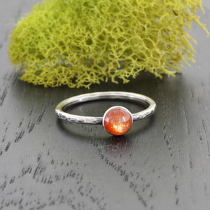 Silver and Orange Sunstone Ring