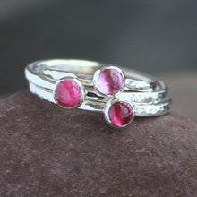 Silver and Pink Tourmaline Stackable rings