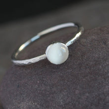 Stackable white moonstone ring