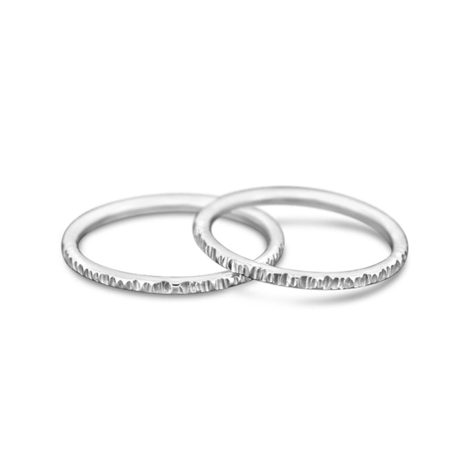 Hammered Sterling Silver Ring Band Stackable - RIPPLE