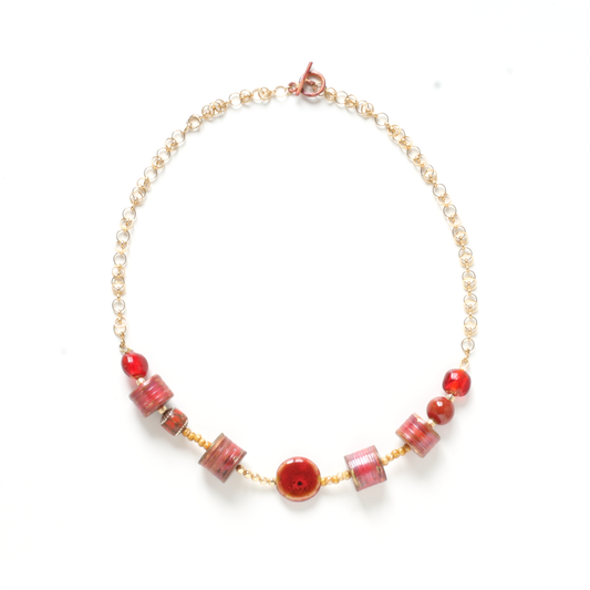 Peaceful Piece - Hill Tribe Beads and 14k Gold-filled Necklace  - Ann Friedman Collection