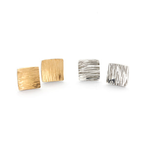 Silver Square Post Earrings