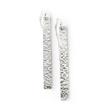 Modern Simple Silver Hammered Texture Bar Earrings