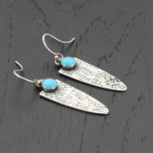 Textured Silver and Turquoise Earrings