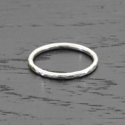 Bright Hammered Sterling Silver Ring