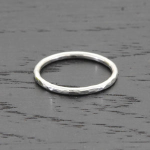 Bright Hammered Sterling Silver Ring
