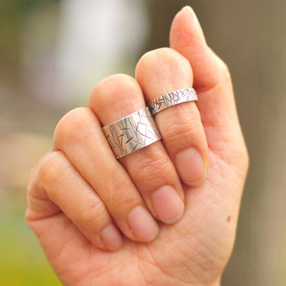 alternative wedding bands silver textured