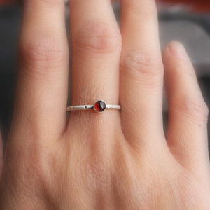 Faceted Red Garnet and Sterling Silver Ring