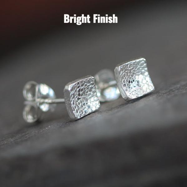 Oxidized square silver earrings