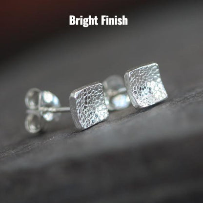 Oxidized square silver earrings