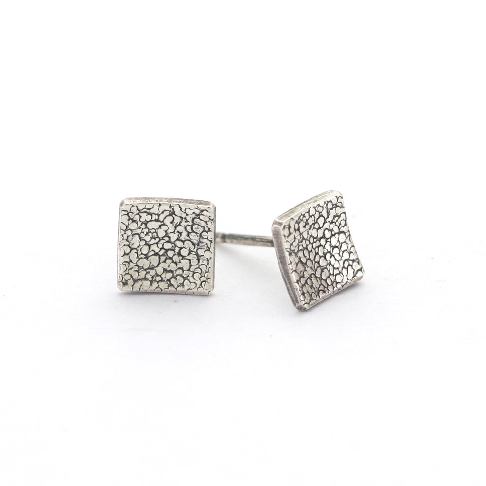 Tiny sterling silver square earrings with posts