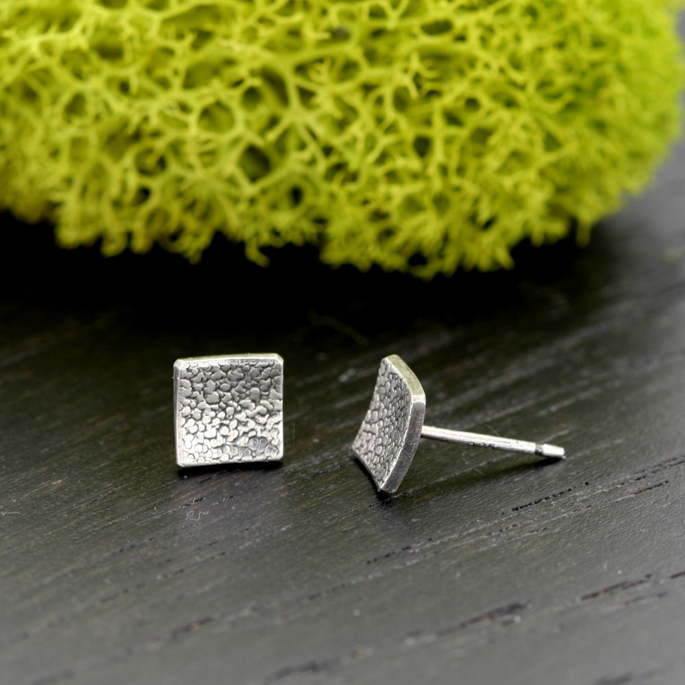 Square Silver Stud Earrings