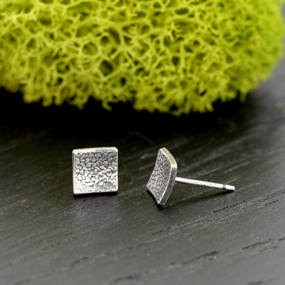 Square Silver Stud Earrings